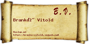 Brankó Vitold névjegykártya